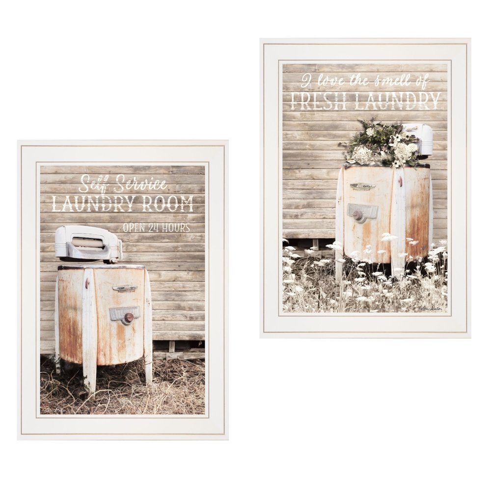 Set Of Two Laundry Room 1 White Framed Print Bathroom Wall Art — view 2