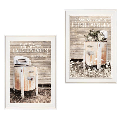 Set Of Two Laundry Room 1 White Framed Print Bathroom Wall Art HomeRoots