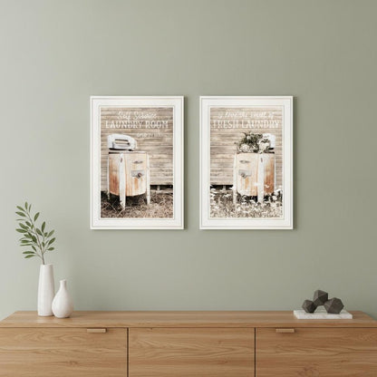 Set Of Two Laundry Room 1 White Framed Print Bathroom Wall Art HomeRoots
