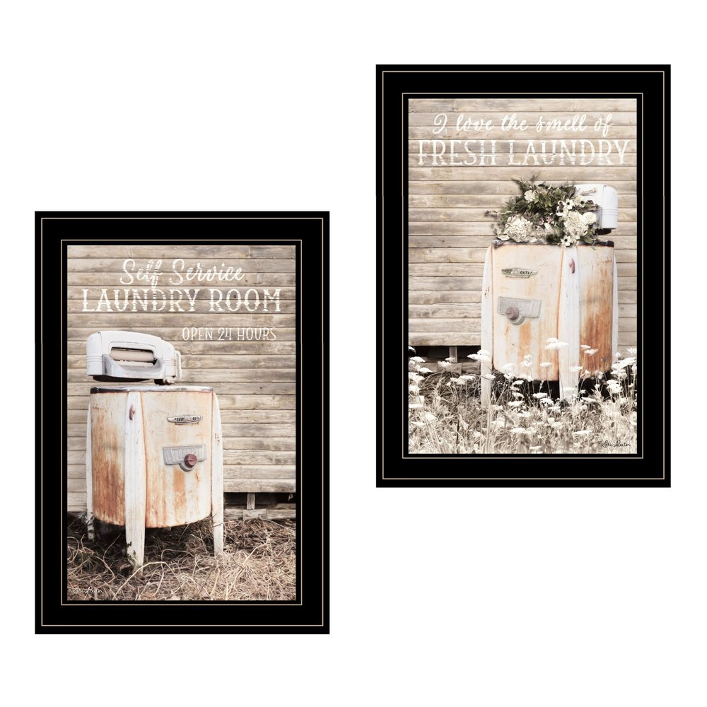 Set Of Two Laundry Room 2 Black Framed Print Bathroom Wall Art HomeRoots