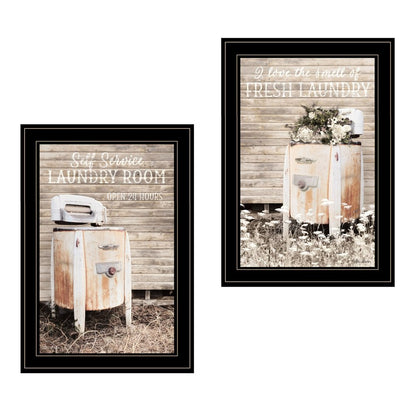 Set Of Two Laundry Room 2 Black Framed Print Bathroom Wall Art HomeRoots