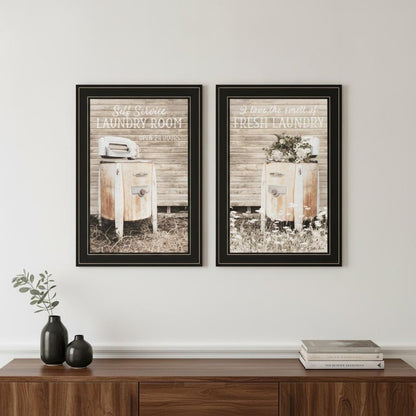 Set Of Two Laundry Room 2 Black Framed Print Bathroom Wall Art HomeRoots