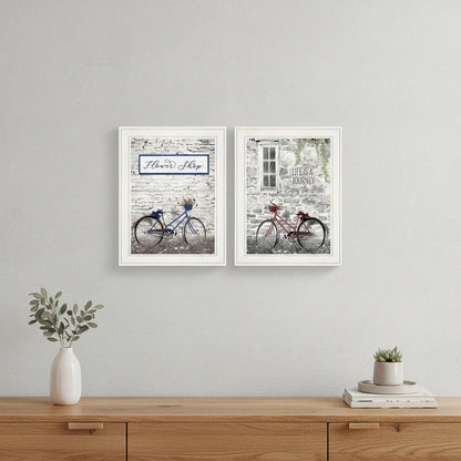 Set Of Two Romantic Bicycles 1 White Framed Print Wall Art HomeRoots