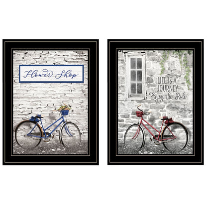 Set Of Two Romantic Bicycles 2 Black Framed Print Wall Art HomeRoots