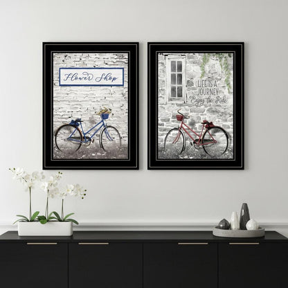 Set Of Two Romantic Bicycles 2 Black Framed Print Wall Art HomeRoots