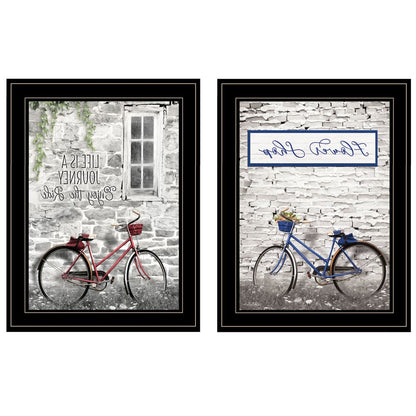 Set Of Two Romantic Bicycles 2 Black Framed Print Wall Art HomeRoots