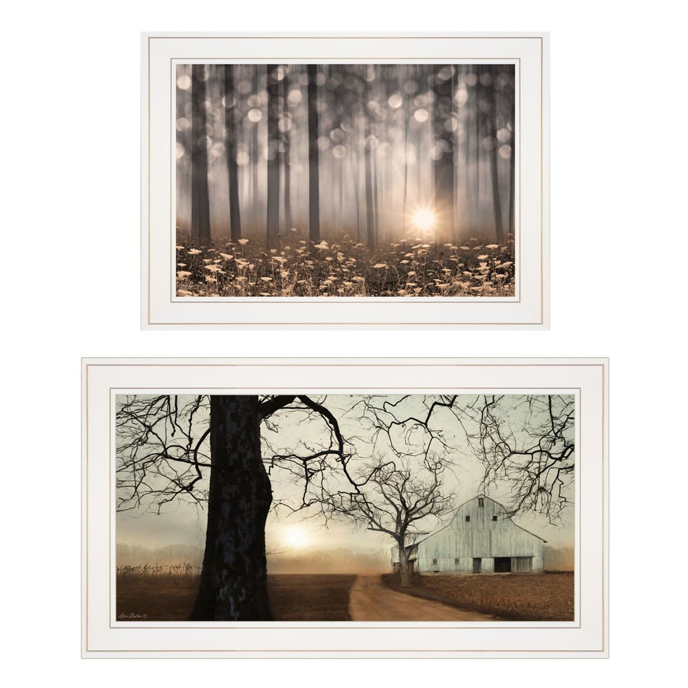 Set Of Two Enchanted Sunrise 1 White Framed Print Wall Art HomeRoots