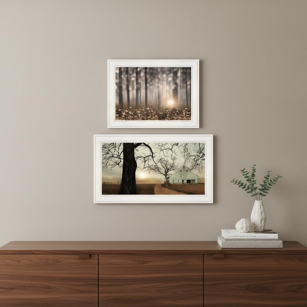 Set Of Two Enchanted Sunrise 1 White Framed Print Wall Art HomeRoots