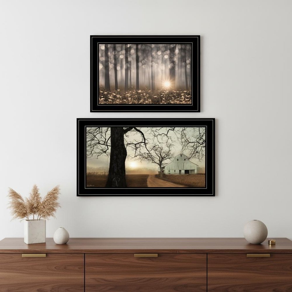 Set Of Two Enchanted Sunrise 2 Black Framed Print Wall Art — view 4