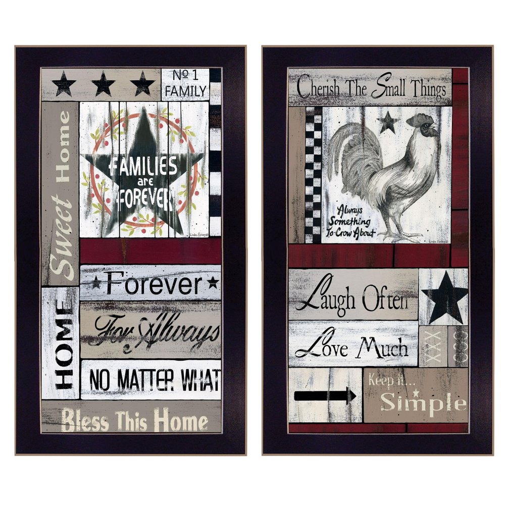 Set Of Two Family Wisdom Cherish The Small things Black Framed Print Wall Art HomeRoots