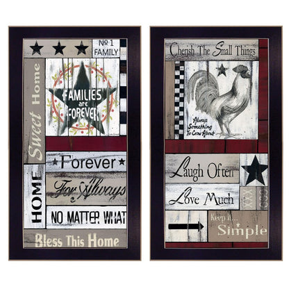 Set Of Two Family Wisdom Cherish The Small things Black Framed Print Wall Art HomeRoots
