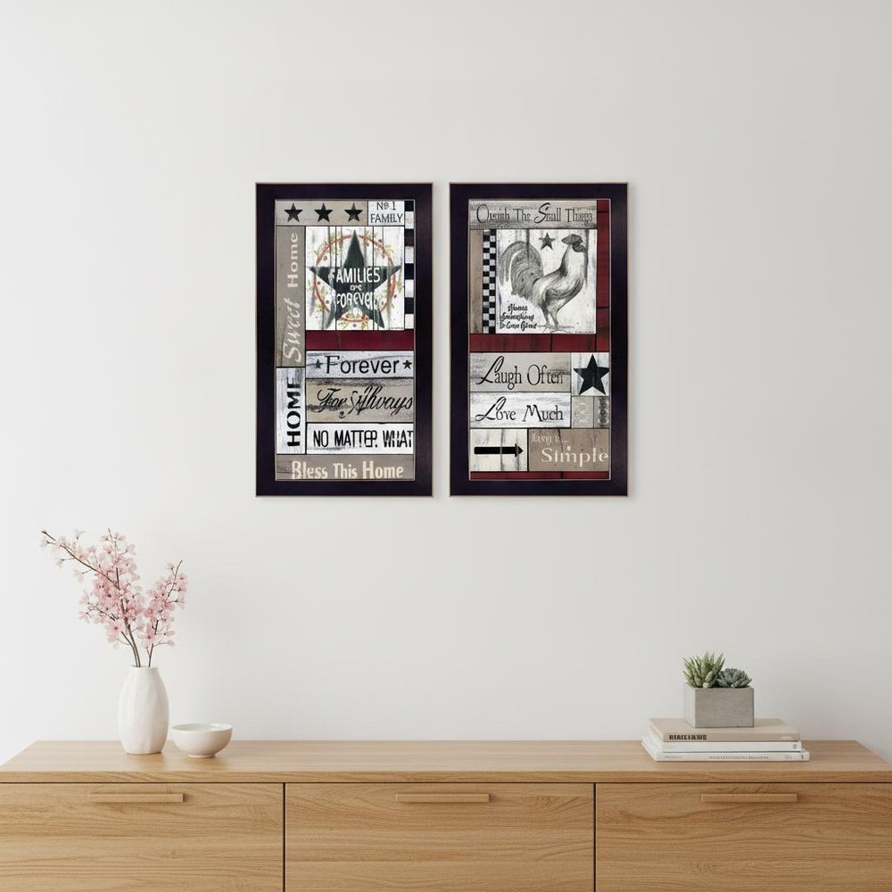Set Of Two Family Wisdom Cherish The Small things Black Framed Print Wall Art — view 6