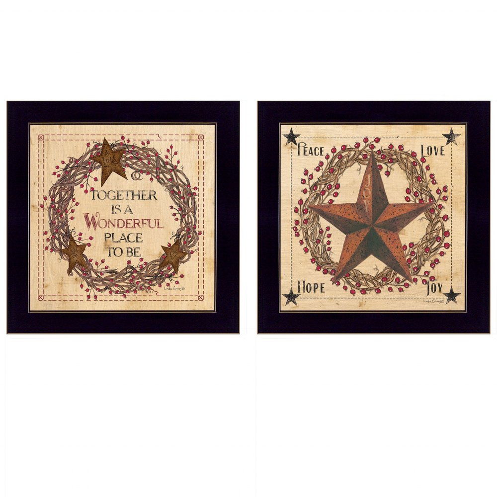 Set Of Two Together is a wonderful Place Black Framed Print Wall Art — view 1