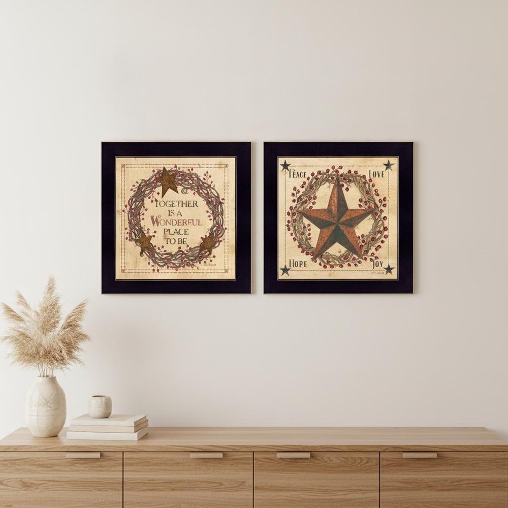 Set Of Two Together is a wonderful Place Black Framed Print Wall Art — view 4