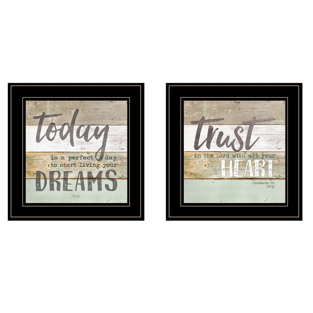 Set Of Two Trust in the Lord Black Framed Print Wall Art — view 2