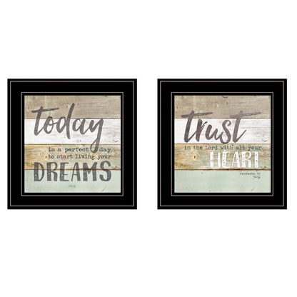 Set Of Two Trust in the Lord Black Framed Print Wall Art HomeRoots