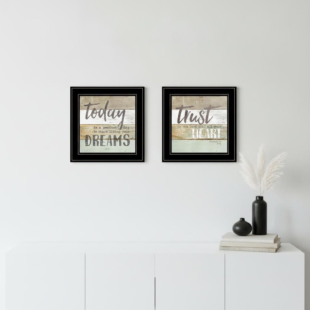 Set Of Two Trust in the Lord Black Framed Print Wall Art HomeRoots