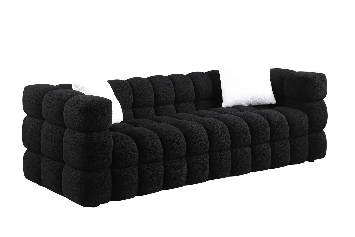 84.3 length ,35.83" deepth ,human body structure for USA people, marshmallow sofa,boucle sofa ,3 seater