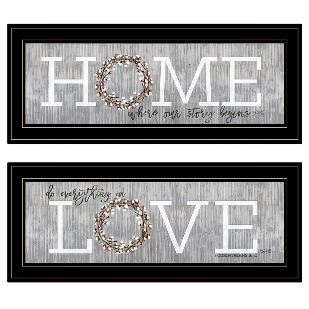 Set Of Two Where Our Story Begins 2 Black Framed Print Wall Art HomeRoots