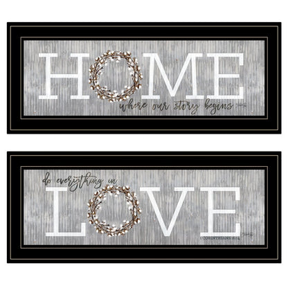 Set Of Two Where Our Story Begins 2 Black Framed Print Wall Art HomeRoots