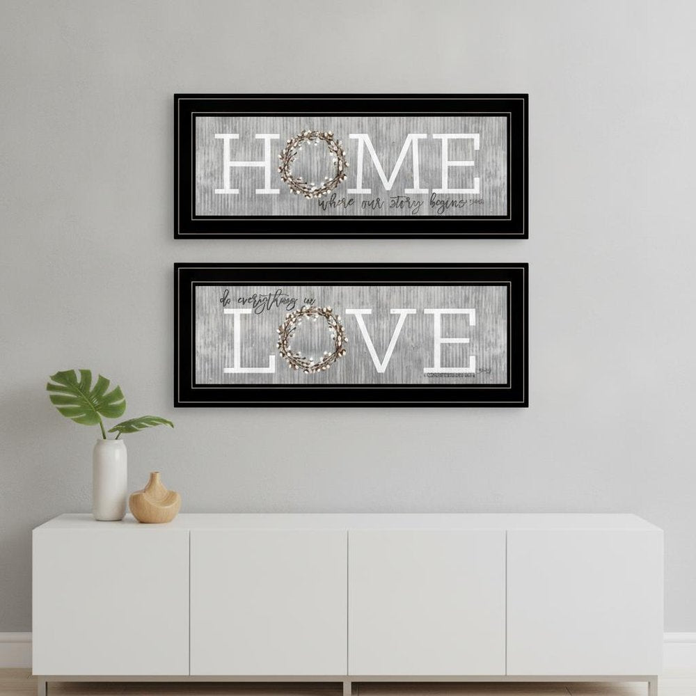 Set Of Two Where Our Story Begins 2 Black Framed Print Wall Art HomeRoots