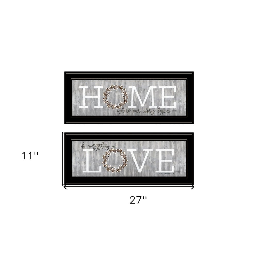 Set Of Two Where Our Story Begins 2 Black Framed Print Wall Art — view 5