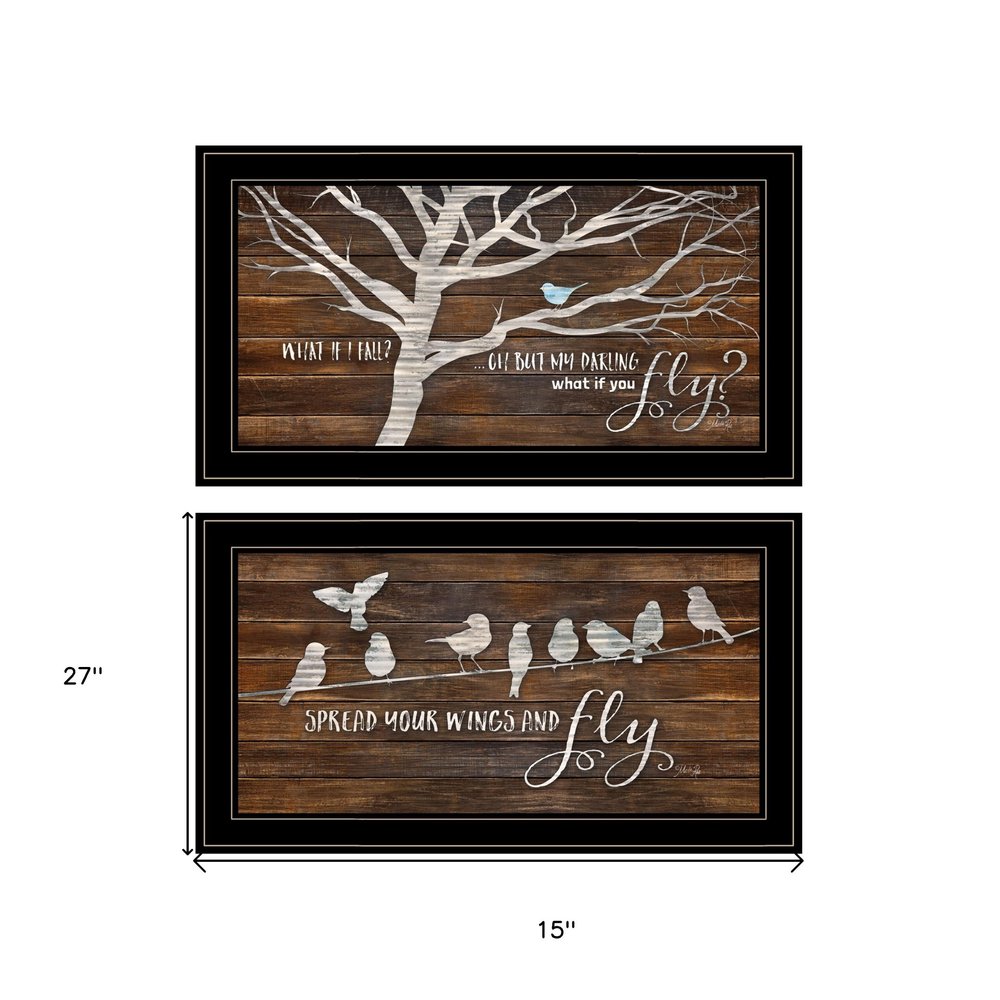 Set Of Two Spread Your Wings 2 Black Framed Print Wall Art — view 3