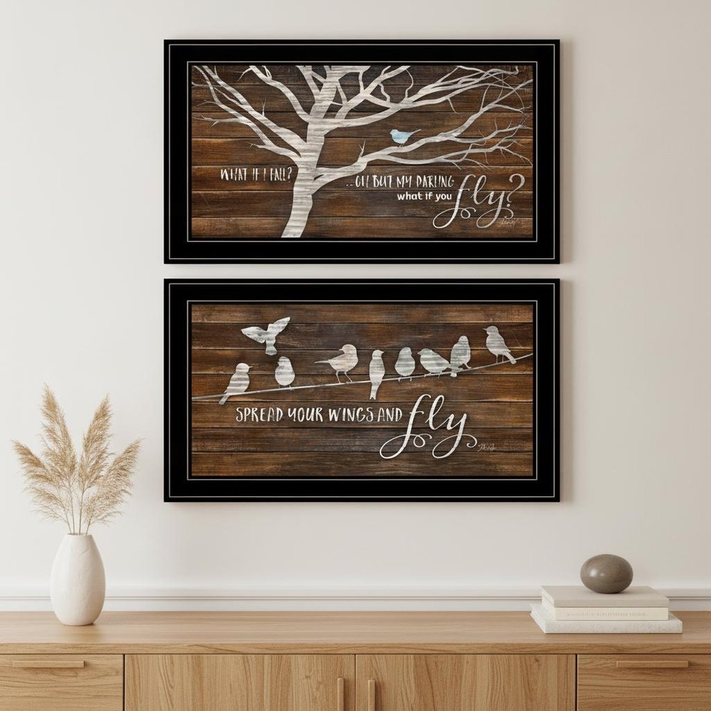Set Of Two Spread Your Wings 2 Black Framed Print Wall Art HomeRoots