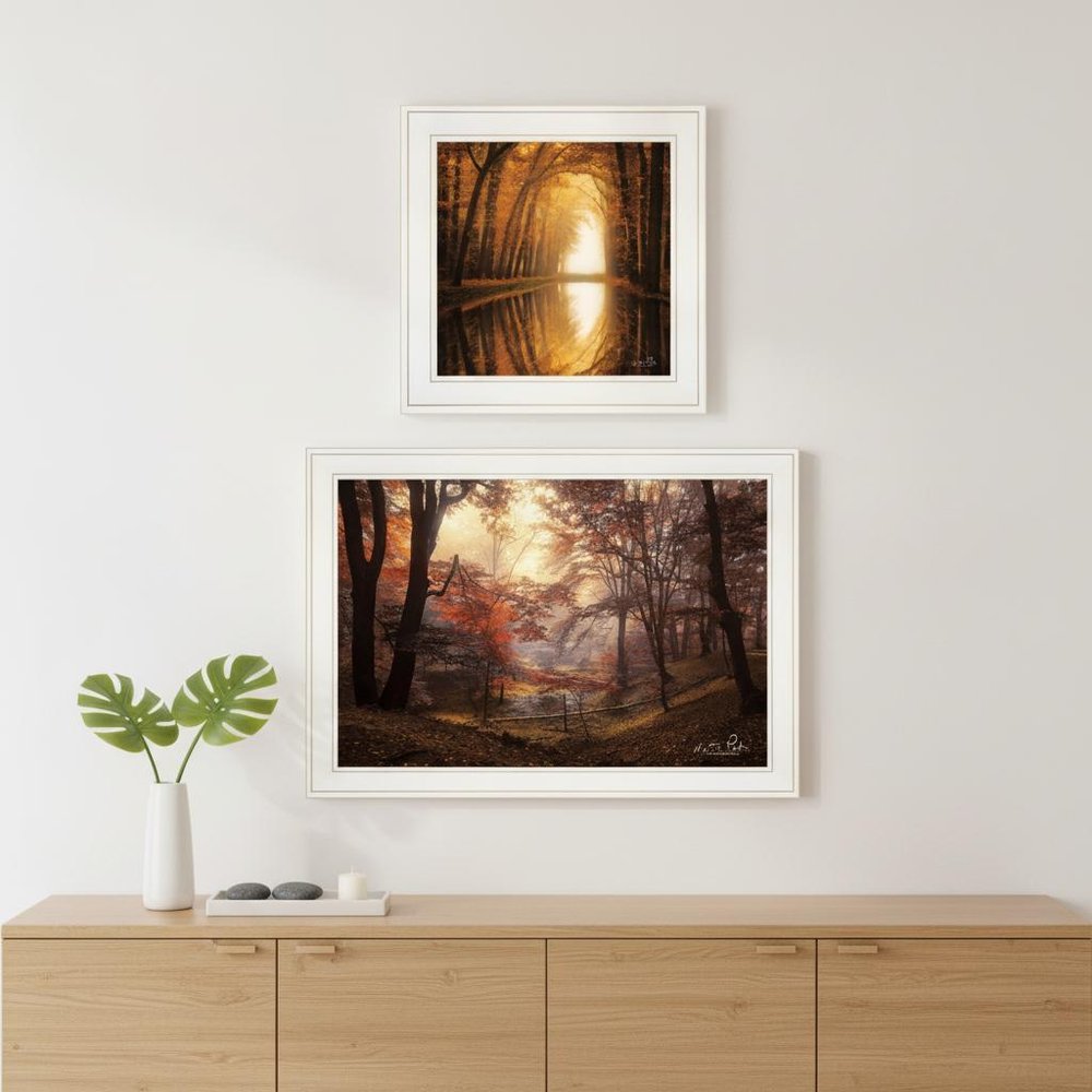 Set Of Two Natures Reflections 1 White Framed Print Wall Art — view 5