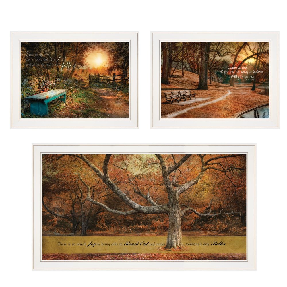 Set Of Three Tranquil Spaces 1 White Framed Print Wall Art — view 1