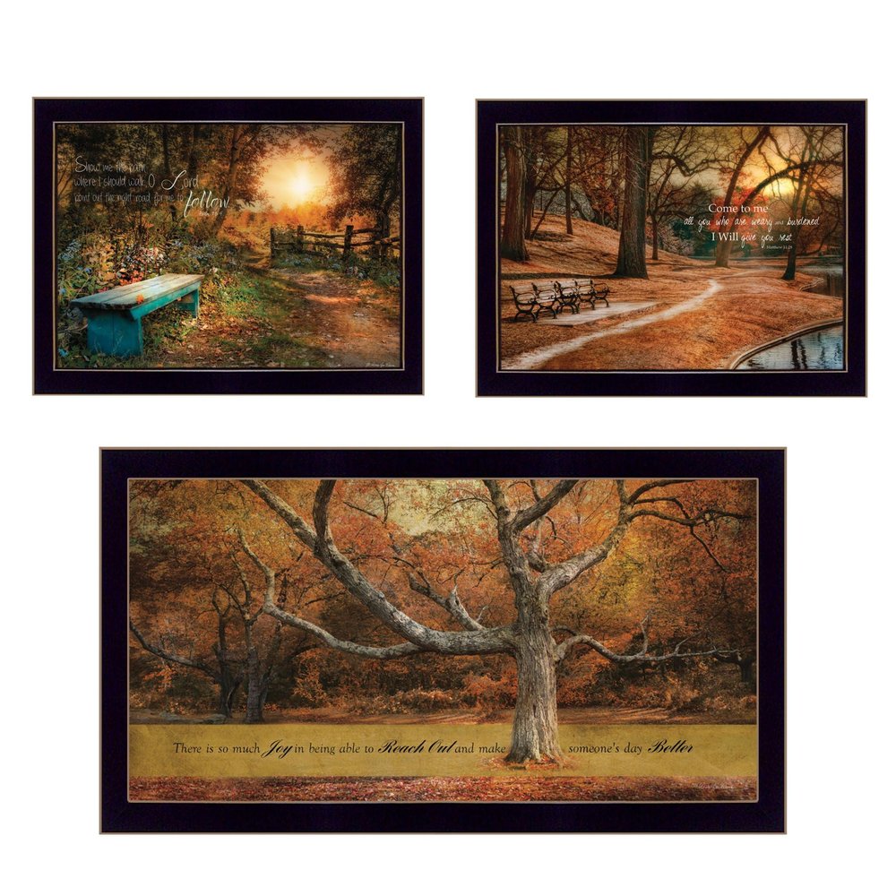 Set Of Three Tranquil Spaces 2 Black Framed Print Wall Art — view 2