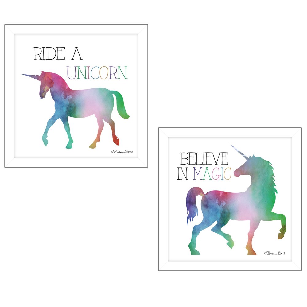 Set Of Two Believe in Magic White Framed Print Wall Art — view 1