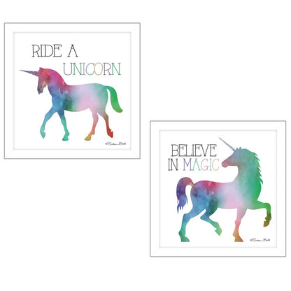 Set Of Two Believe in Magic White Framed Print Wall Art HomeRoots