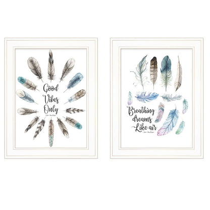 Set Of Two Good Vibes 1 White Framed Print Wall Art HomeRoots