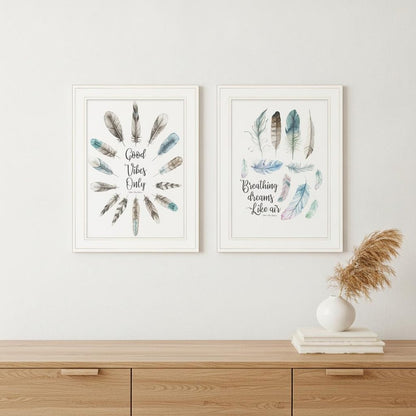 Set Of Two Good Vibes 1 White Framed Print Wall Art HomeRoots