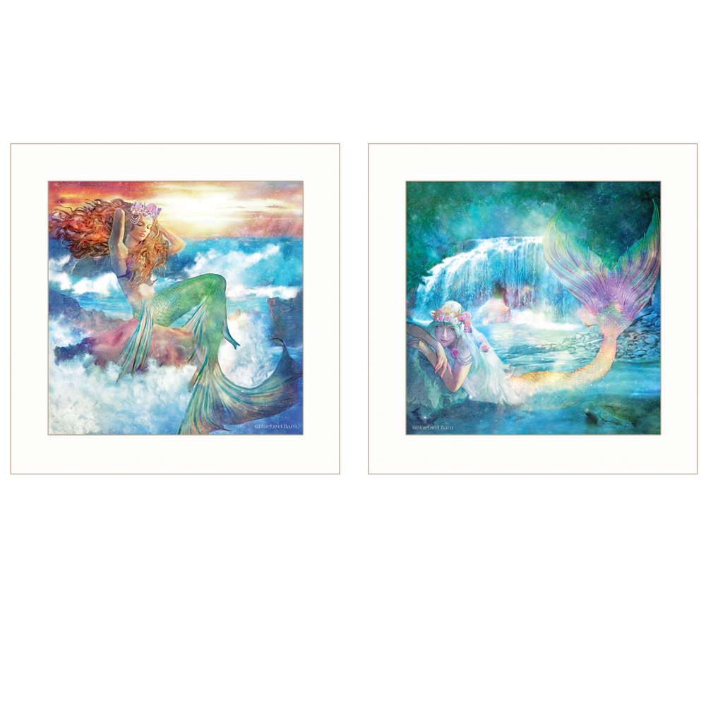 Set Of Two Mermaids 1 White Framed Print Wall Art HomeRoots