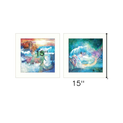 Set Of Two Mermaids 1 White Framed Print Wall Art HomeRoots