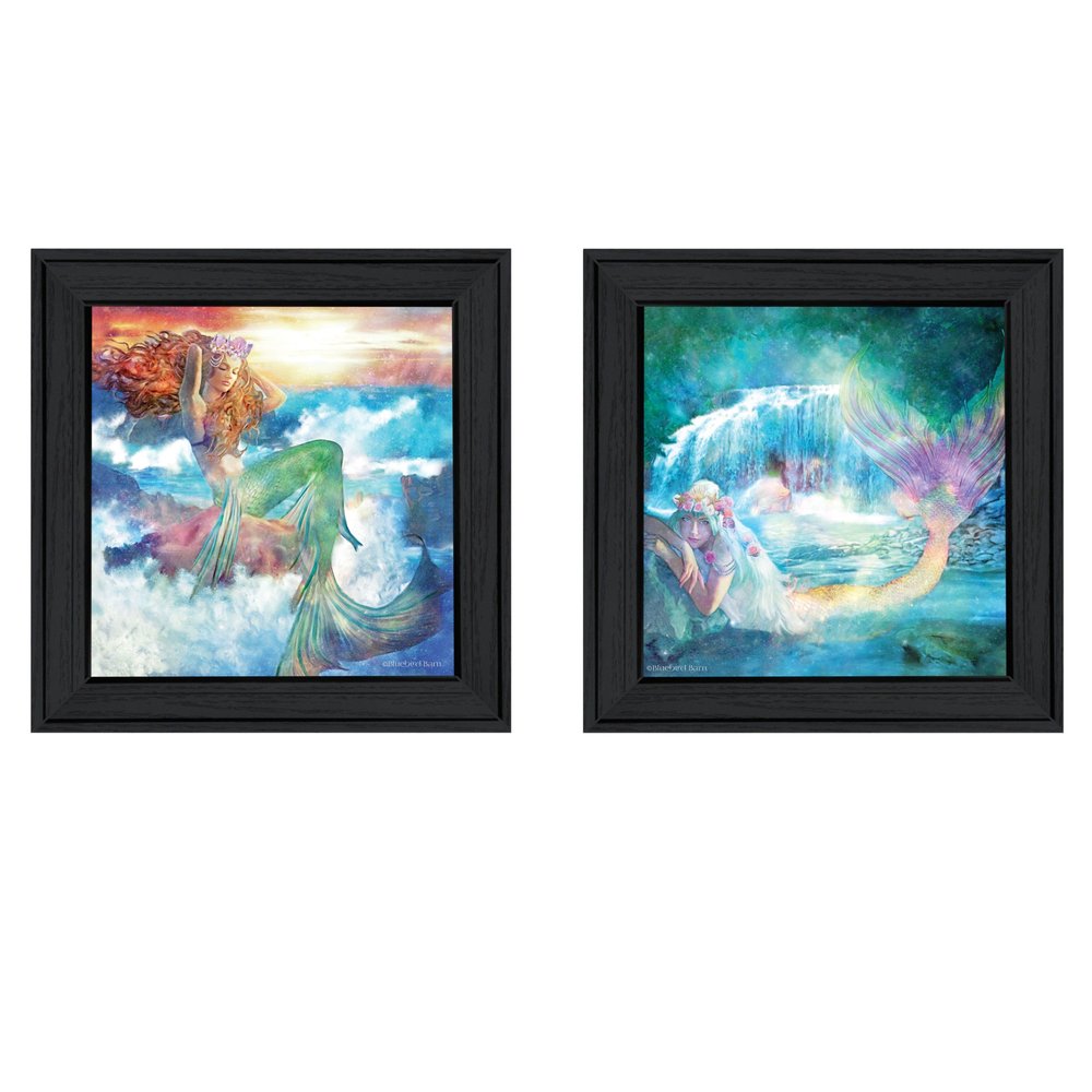 Set Of Two Mermaids 2 Black Framed Print Wall Art HomeRoots