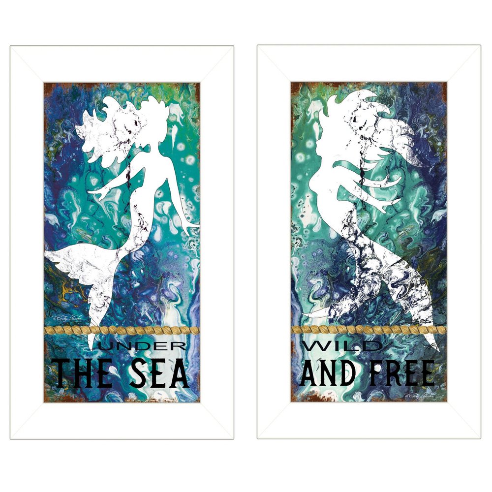 Set Of Two Under The Sea 1 White Framed Print Wall Art — view 2