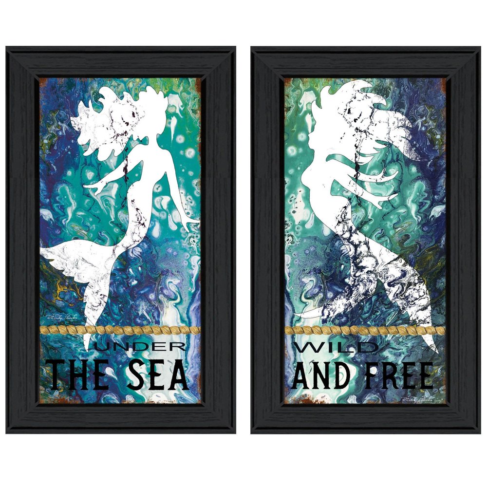 Set Of Two Under The Sea 2 Black Framed Print Wall Art — view 1