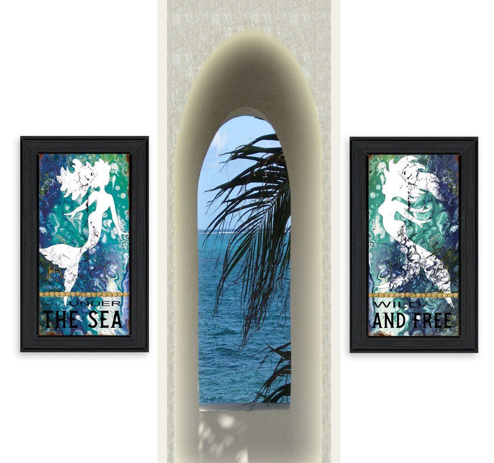 Set Of Two Under The Sea 2 Black Framed Print Wall Art HomeRoots