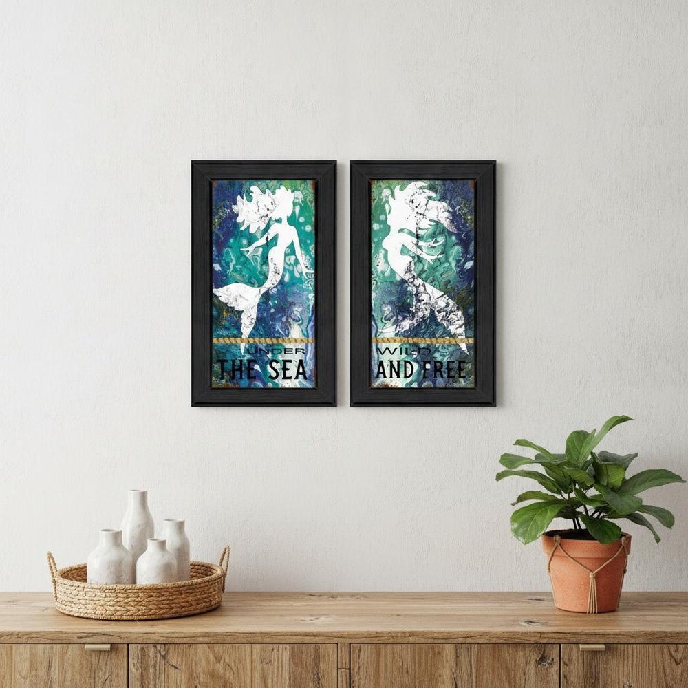 Set Of Two Under The Sea 2 Black Framed Print Wall Art HomeRoots