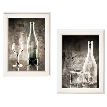 Set Of Two Moody Gray Glassware Still Life 1 White Framed Print Kitchen Wall Art HomeRoots
