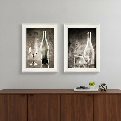 Set Of Two Moody Gray Glassware Still Life 1 White Framed Print Kitchen Wall Art HomeRoots