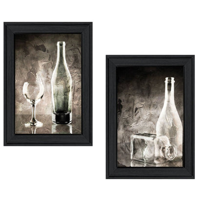 Set Of Two Moody Gray Glassware Still Life 2 Black Framed Print Kitchen Wall Art HomeRoots