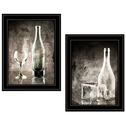 Set Of Two Moody Gray Glassware Still Life 3 Black Framed Print Kitchen Wall Art HomeRoots