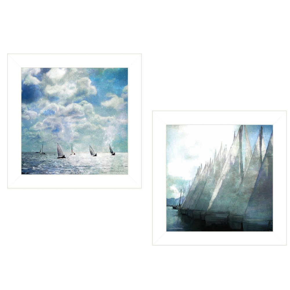 Set Of Two Sailboat Marina 1 White Framed Print Wall Art HomeRoots