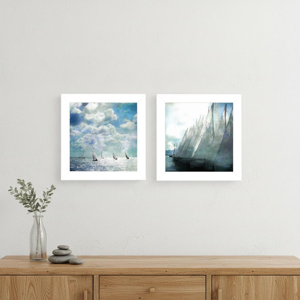 Set Of Two Sailboat Marina 1 White Framed Print Wall Art HomeRoots