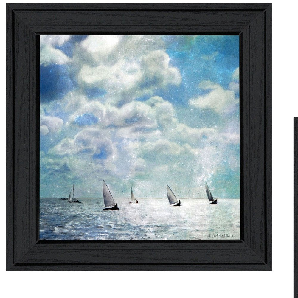 Set Of Two Sailboat Marina 3 Black Framed Print Wall Art — view 3