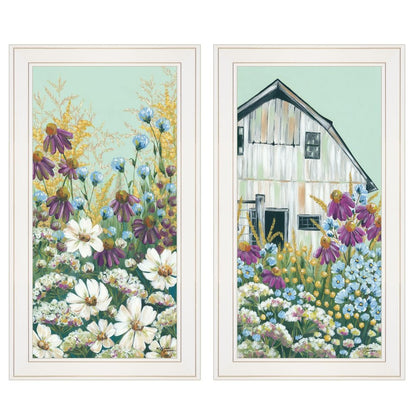 Set Of Two Floral Field 1 White Framed Print Wall Art HomeRoots